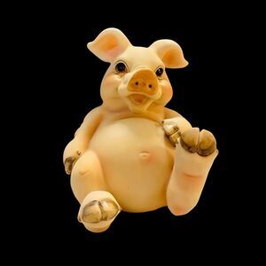 Realistic Lifelike Plastic Lucite Large Pig Figurine